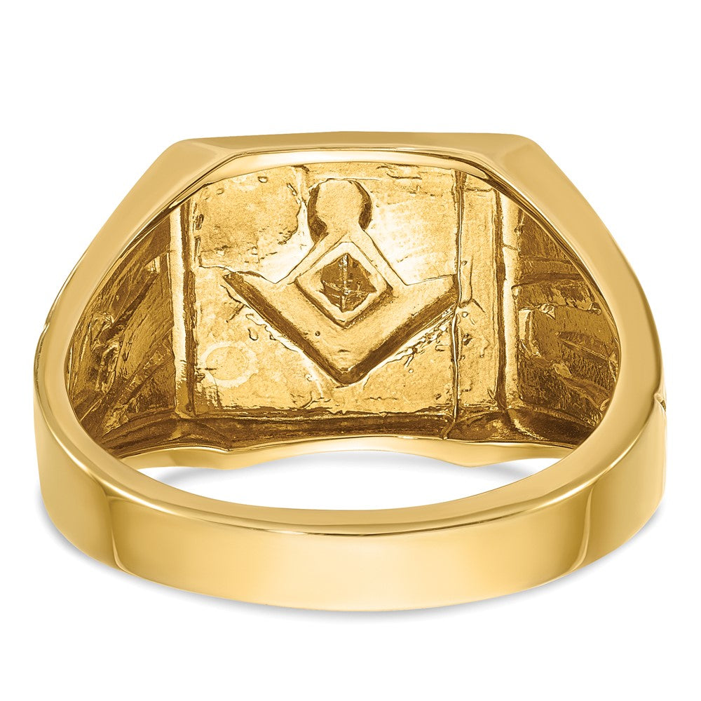 14k w/ White RH IBGoodman Textured Diamond Blue Lodge Masonic Ring