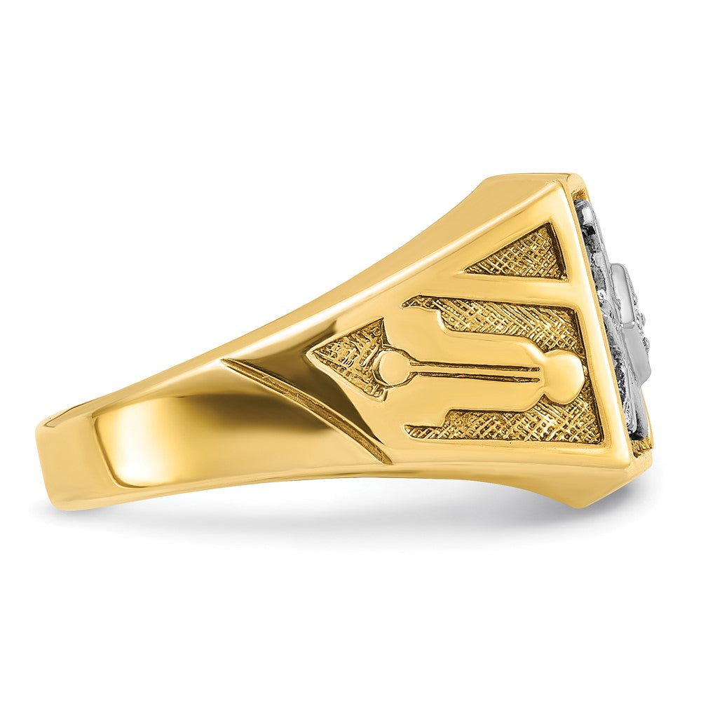 14k w/ White RH IBGoodman Textured Diamond Blue Lodge Masonic Ring