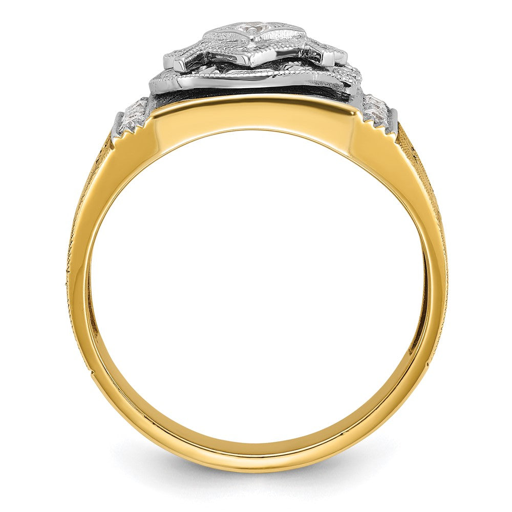 14ktt IBGoodman Men's Enameled & Diamond Blue Lodge Masonic Ring