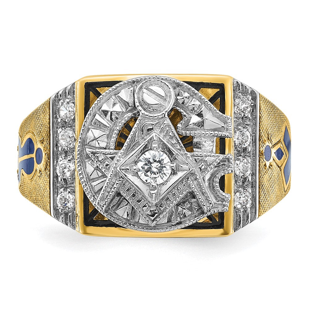 14ktt IBGoodman Men's Textured Blue Lodge Masonic Ring Mounting