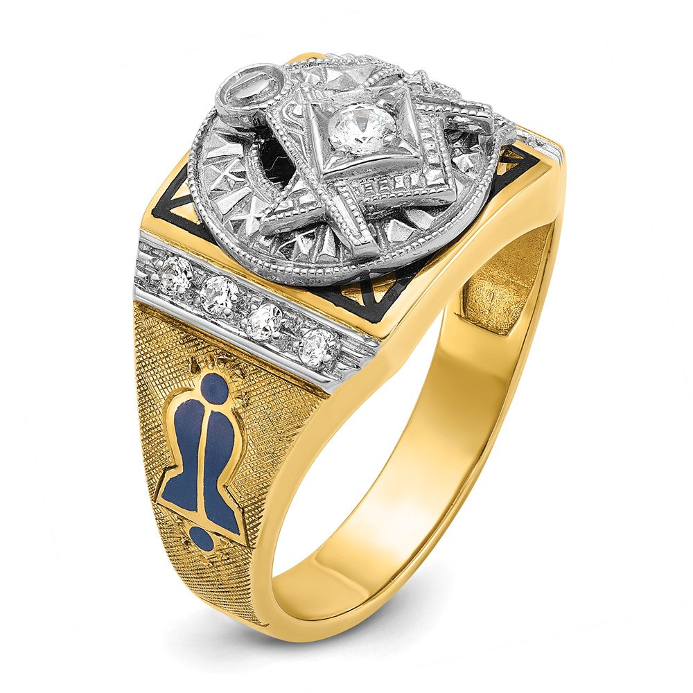 14ktt IBGoodman Men's Textured Blue Lodge Masonic Ring Mounting