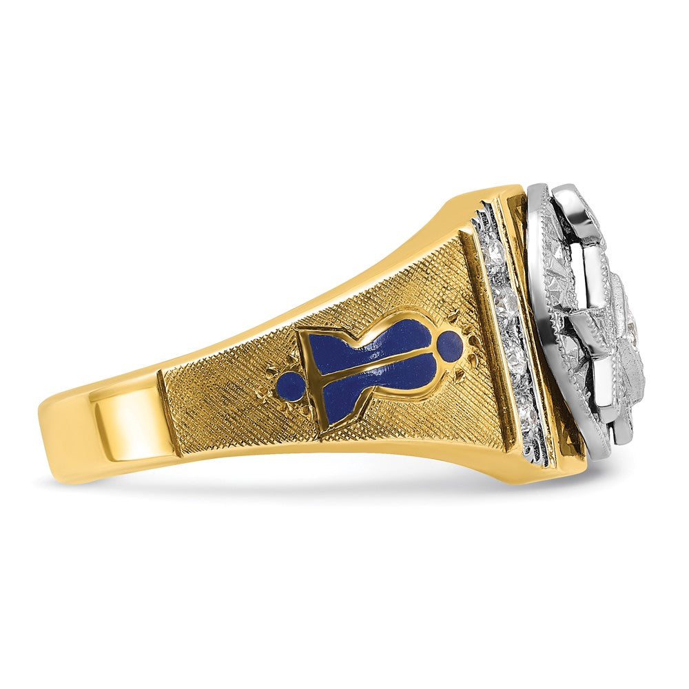 14ktt IBGoodman Men's Enameled & Diamond Blue Lodge Masonic Ring