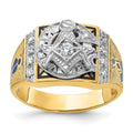 14ktt IBGoodman Men's Textured Blue Lodge Masonic Ring Mounting