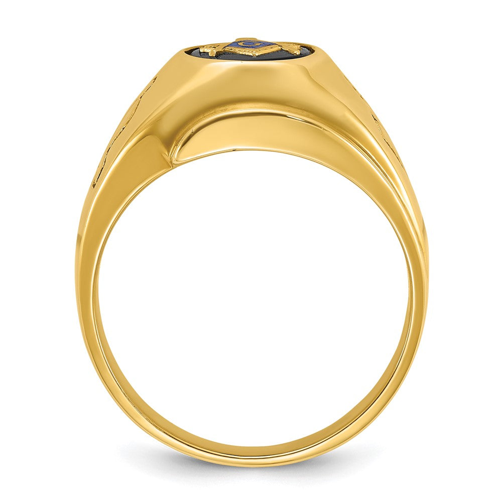 14k IBGoodman Men's Grooved Onyx Blue Lodge Master Masonic Ring