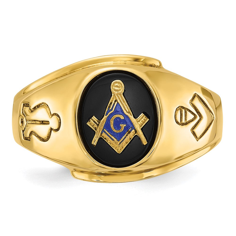 14k IBGoodman Men's Grooved Onyx Blue Lodge Master Masonic Ring