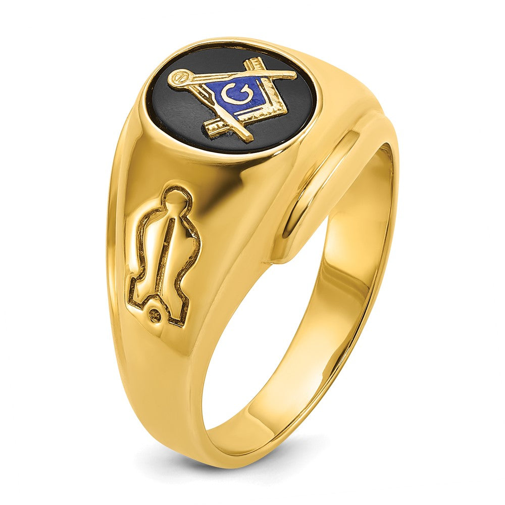 14k IBGoodman Men's Grooved Onyx Blue Lodge Master Masonic Ring