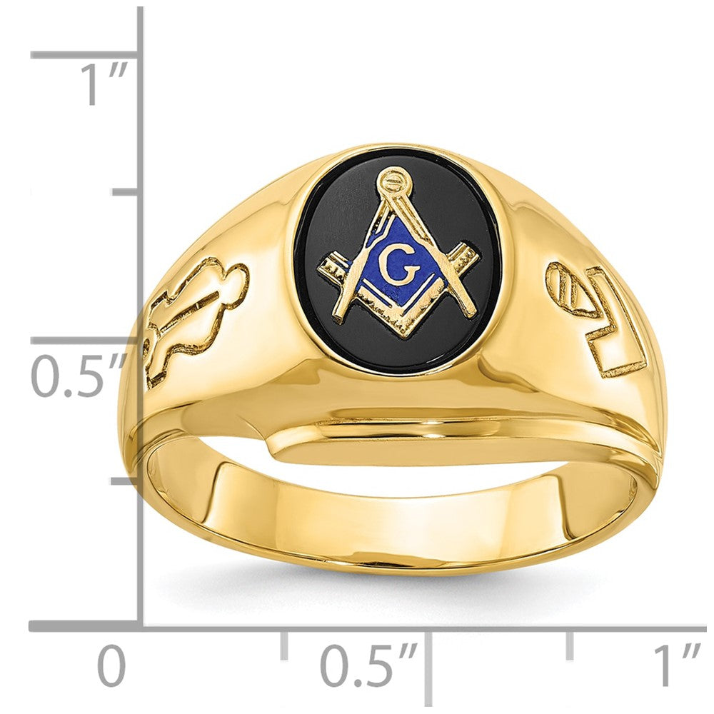 14k IBGoodman Men's Grooved Onyx Blue Lodge Master Masonic Ring