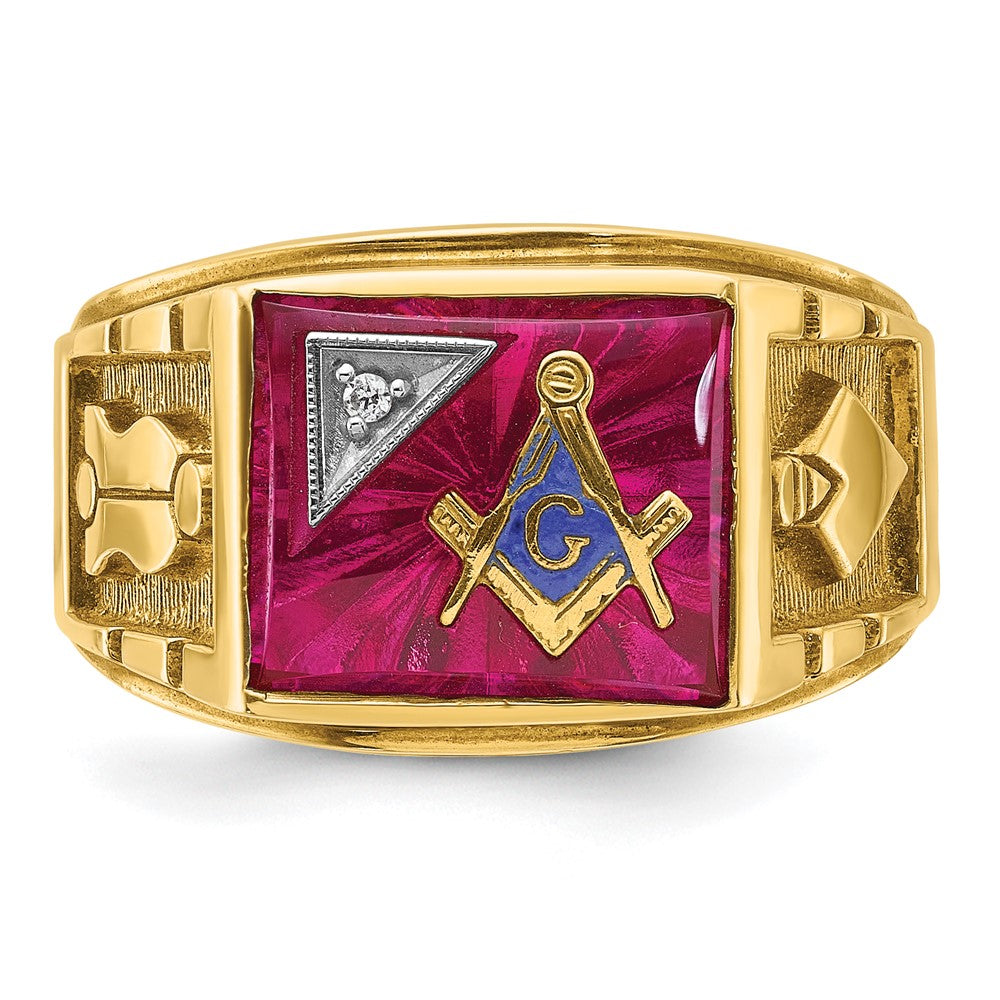 14ktt IBGoodman Men's Textured Blue Lodge Masonic Ring Mounting