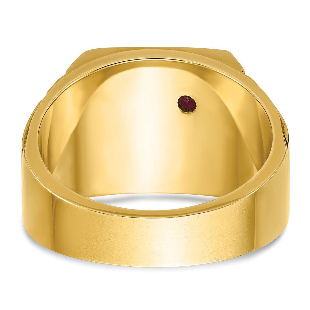 14ktt IBGoodman Men's Lab Cr. Ruby & Dia Blue Lodge Masonic Ring