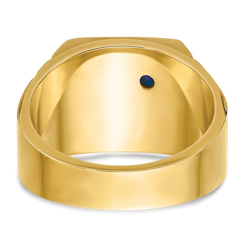 14ktt IBGoodman Men's Lab Cr. Sapphire & Dia Blue Lodge Masonic Ring