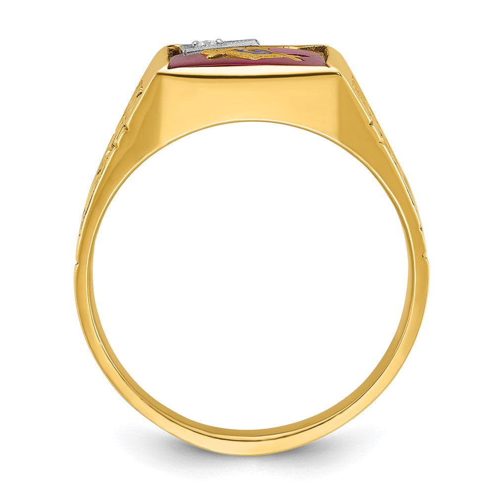 10ktt IBGoodman Men's Lab Cr. Ruby & Dia Blue Lodge Masonic Ring