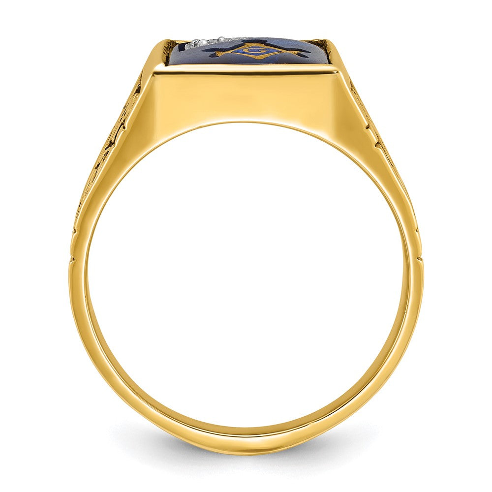 10ktt IBGoodman Men's Lab Cr. Sapphire & Dia Blue Lodge Masonic Ring