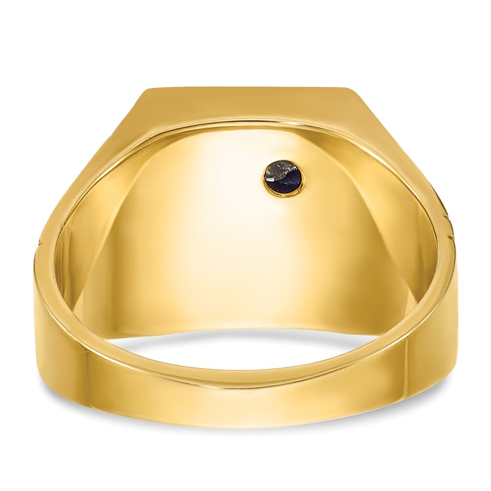 10ktt IBGoodman Men's Lab Cr. Sapphire & Dia Blue Lodge Masonic Ring
