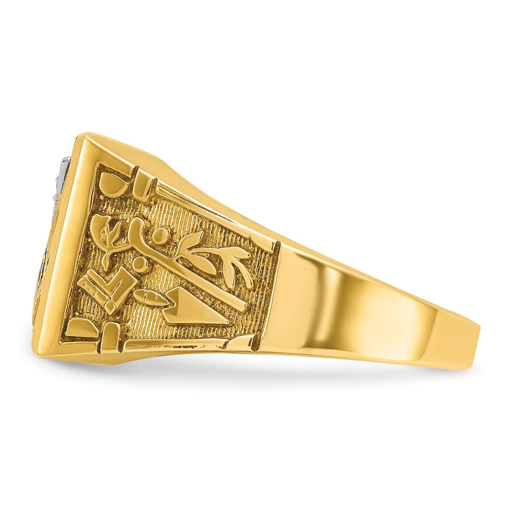 14ktt IBGoodman Men's Lab Cr. Ruby & Dia Blue Lodge Masonic Ring