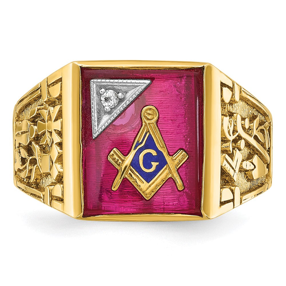 14ktt IBGoodman Men's Textured Blue Lodge Masonic Ring Mounting