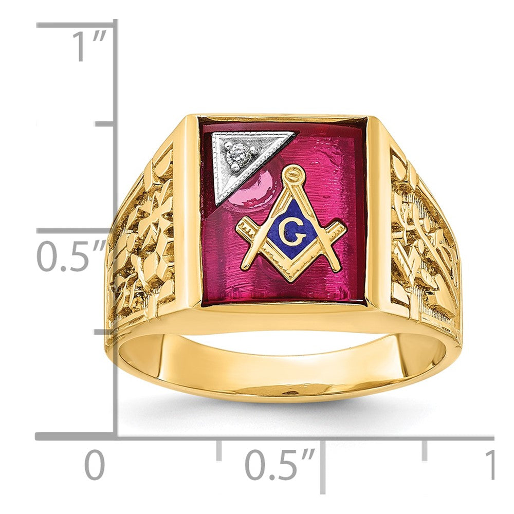 14ktt IBGoodman Men's Textured Blue Lodge Masonic Ring Mounting