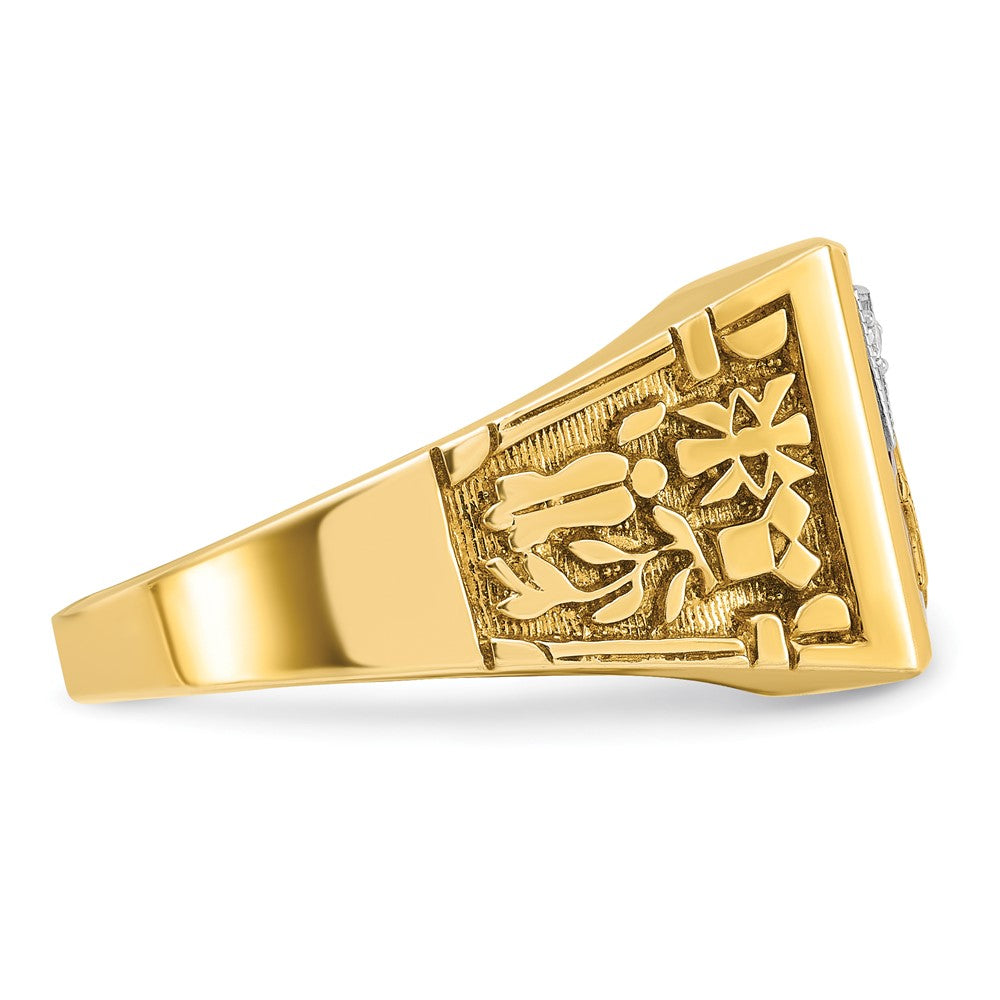 14ktt IBGoodman Men's Textured Blue Lodge Masonic Ring Mounting