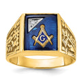 14ktt IBGoodman Men's Lab Cr. Sapphire & Dia Blue Lodge Masonic Ring