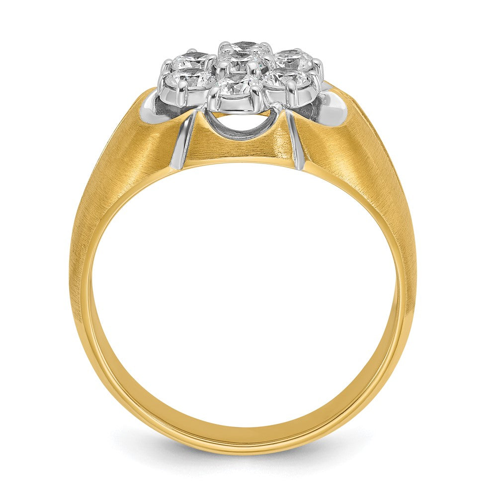 14ktt IBGoodman Men's Polished Satin & Grooved Round Cluster Ring Mtg