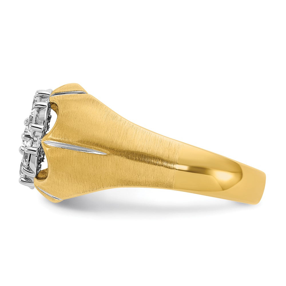 14ktt IBGoodman Men's Polished Satin & Grooved Round Cluster Ring Mtg