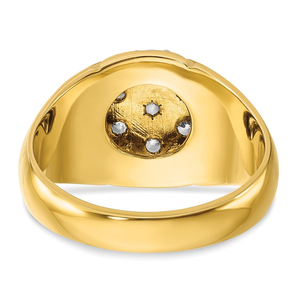 14ktt IBGoodman Men's Polished/Satin/Grooved Round Dia Cluster Ring
