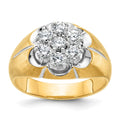 14ktt IBGoodman Men's Polished/Satin/Grooved Round Dia Cluster Ring