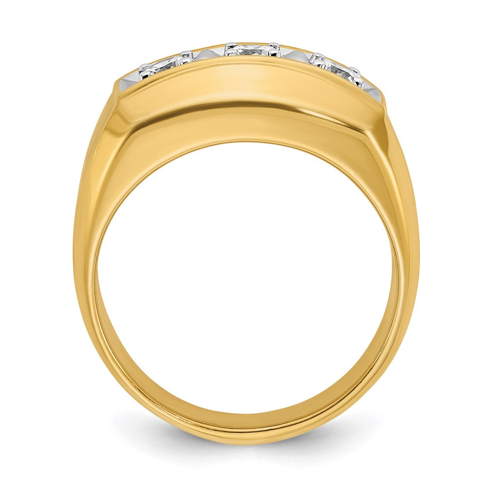 14k Two-tone IBGoodman Men's Polished & Satin 3-Stone Ring Mounting
