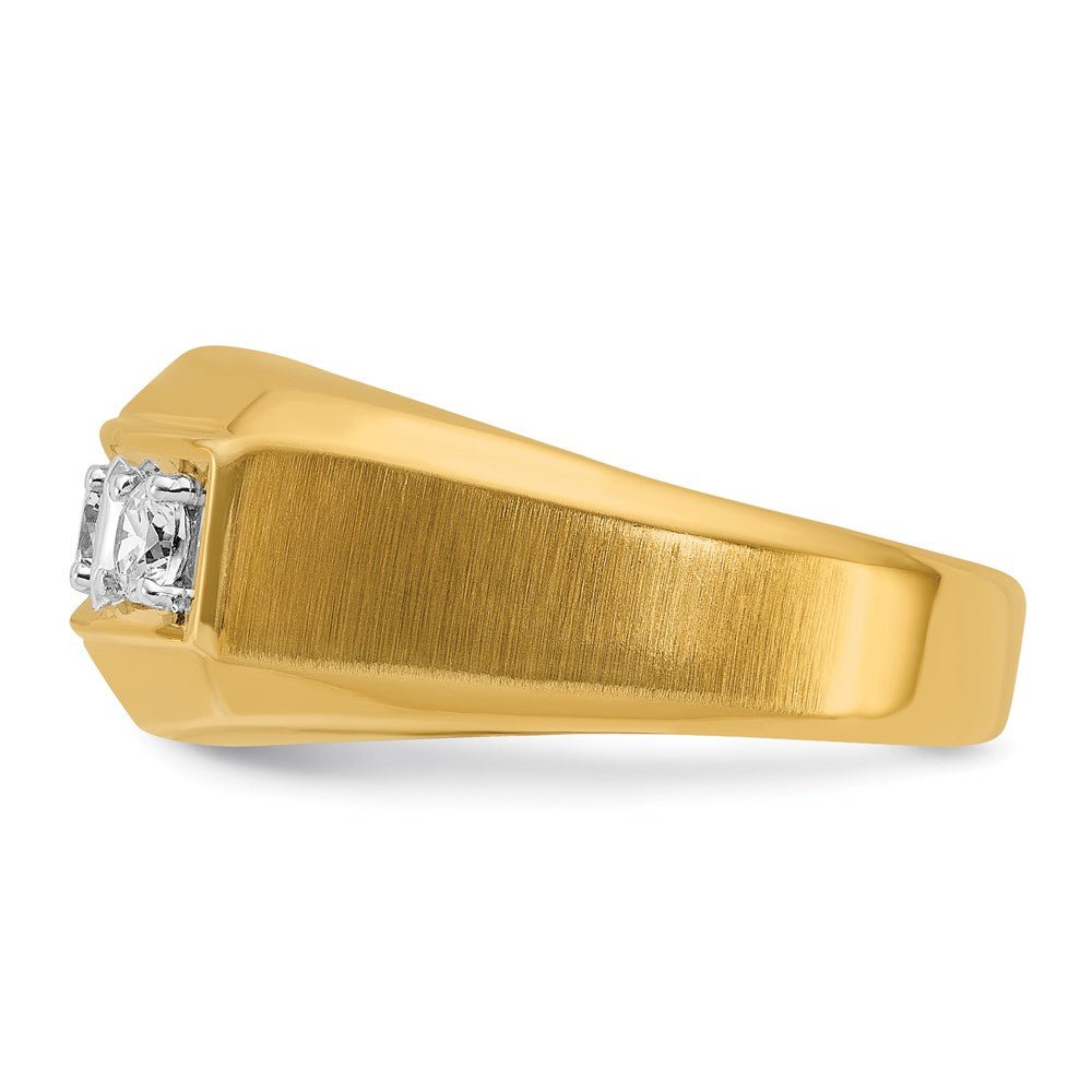 14k Two-tone IBGoodman Men's Polished & Satin 3-Stone Ring Mounting