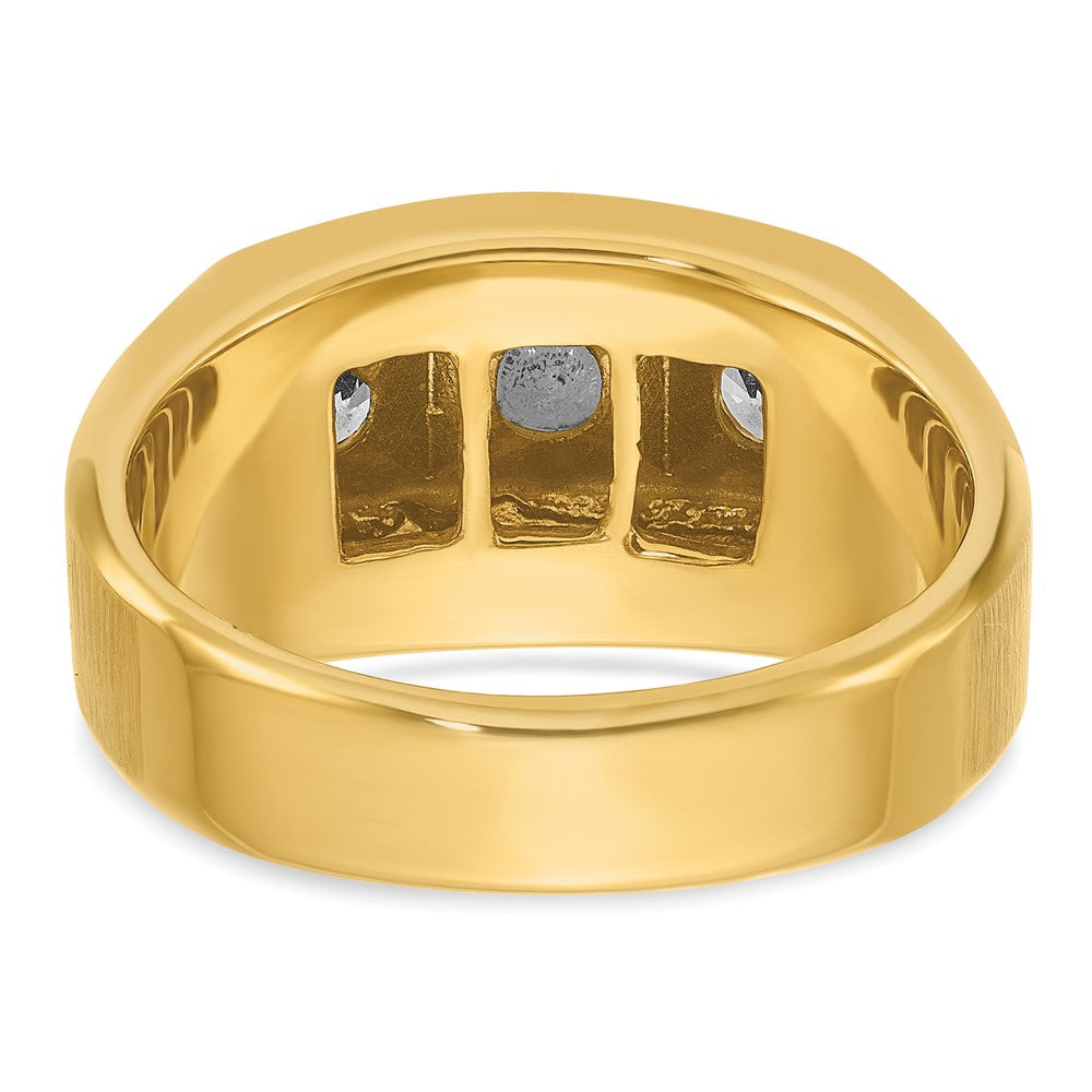 14ktt IBGoodman Men's Polished & Satin 3-Stone Diamond Ring