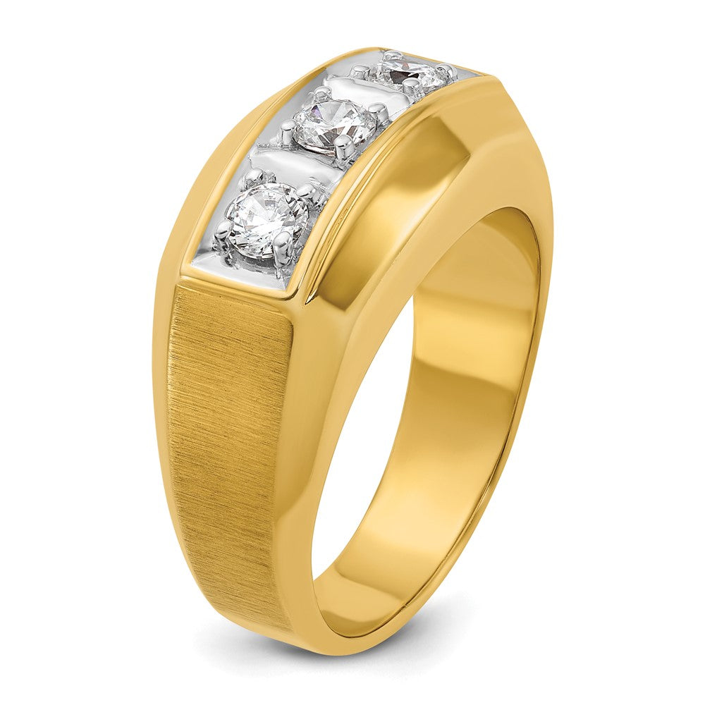 14ktt IBGoodman Men's Polished & Satin 3-Stone Diamond Ring