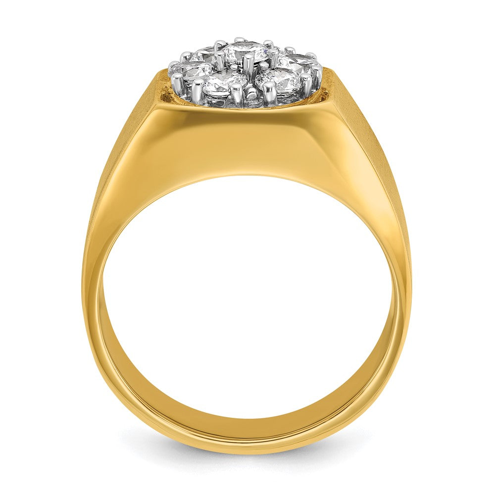 10ktt IBGoodman Men's Polished & Satin Round Diamond Cluster Ring