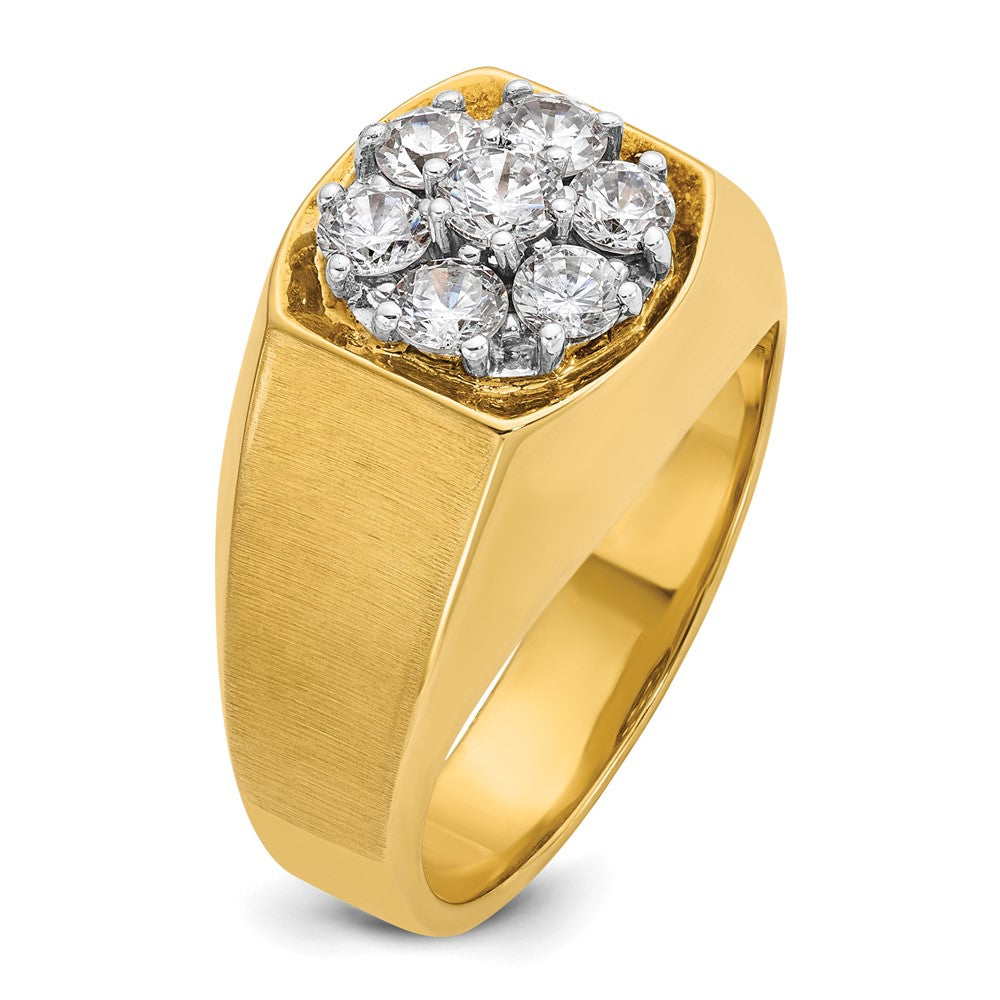 10ktt IBGoodman Men's Polished & Satin Round Diamond Cluster Ring
