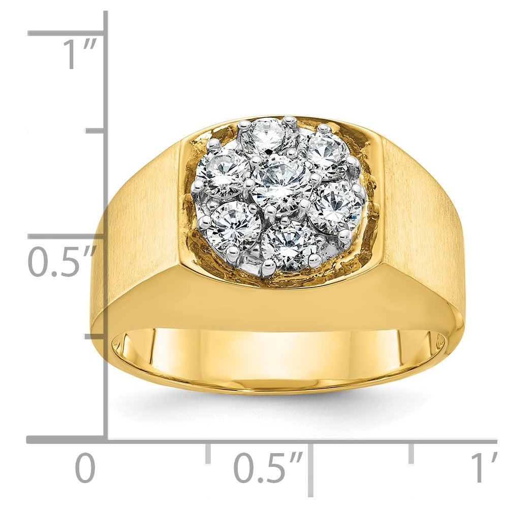 10k Two-tone IBGoodman Men's Polished & Satin Round Cluster Ring Mtg
