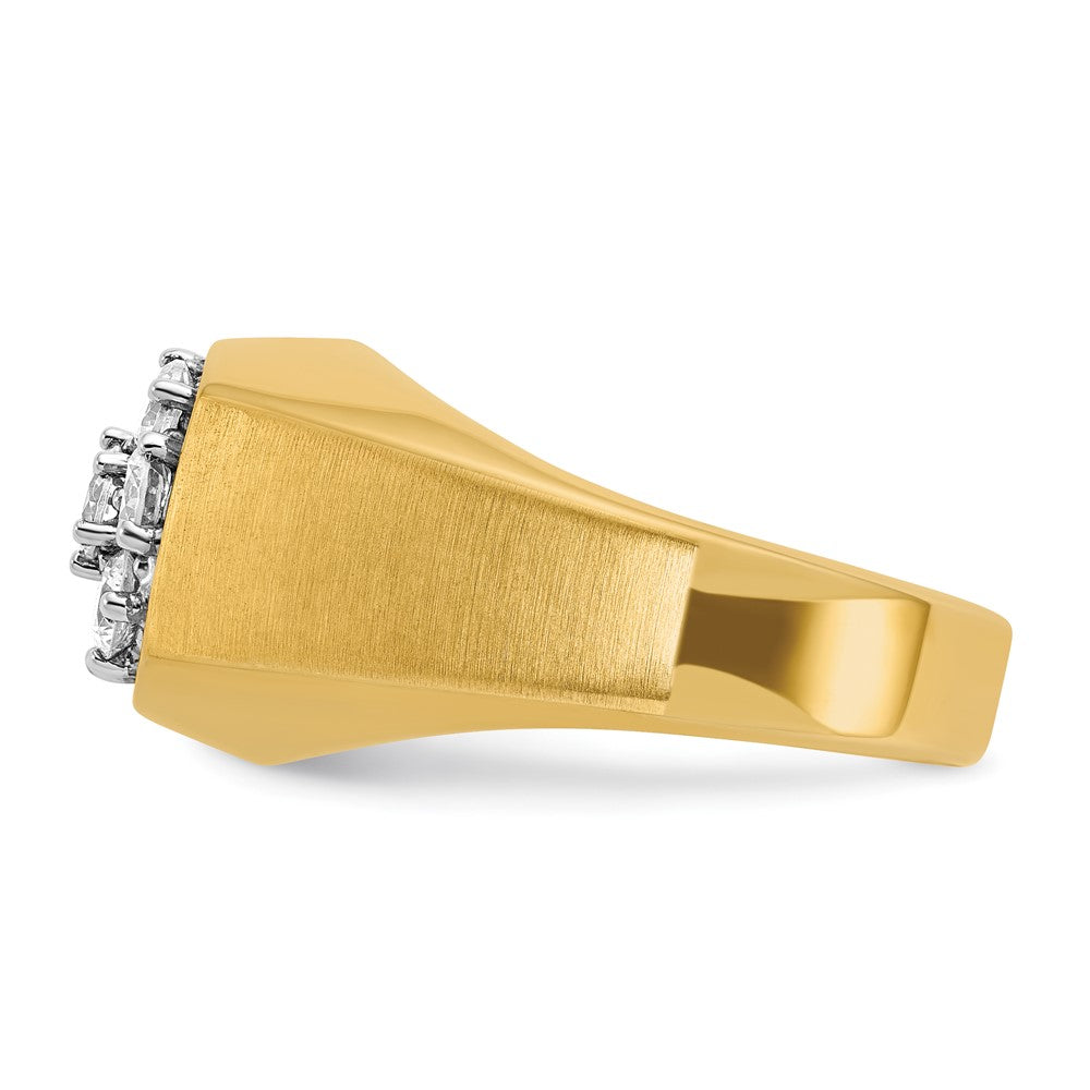 14k Two-tone IBGoodman Men's Polished & Satin Round Cluster Ring Mtg