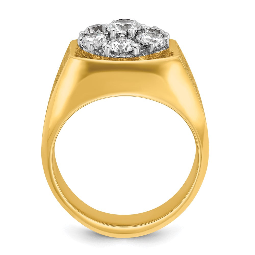 14ktt IBGoodman Men's Polished & Satin Round Diamond Cluster Ring