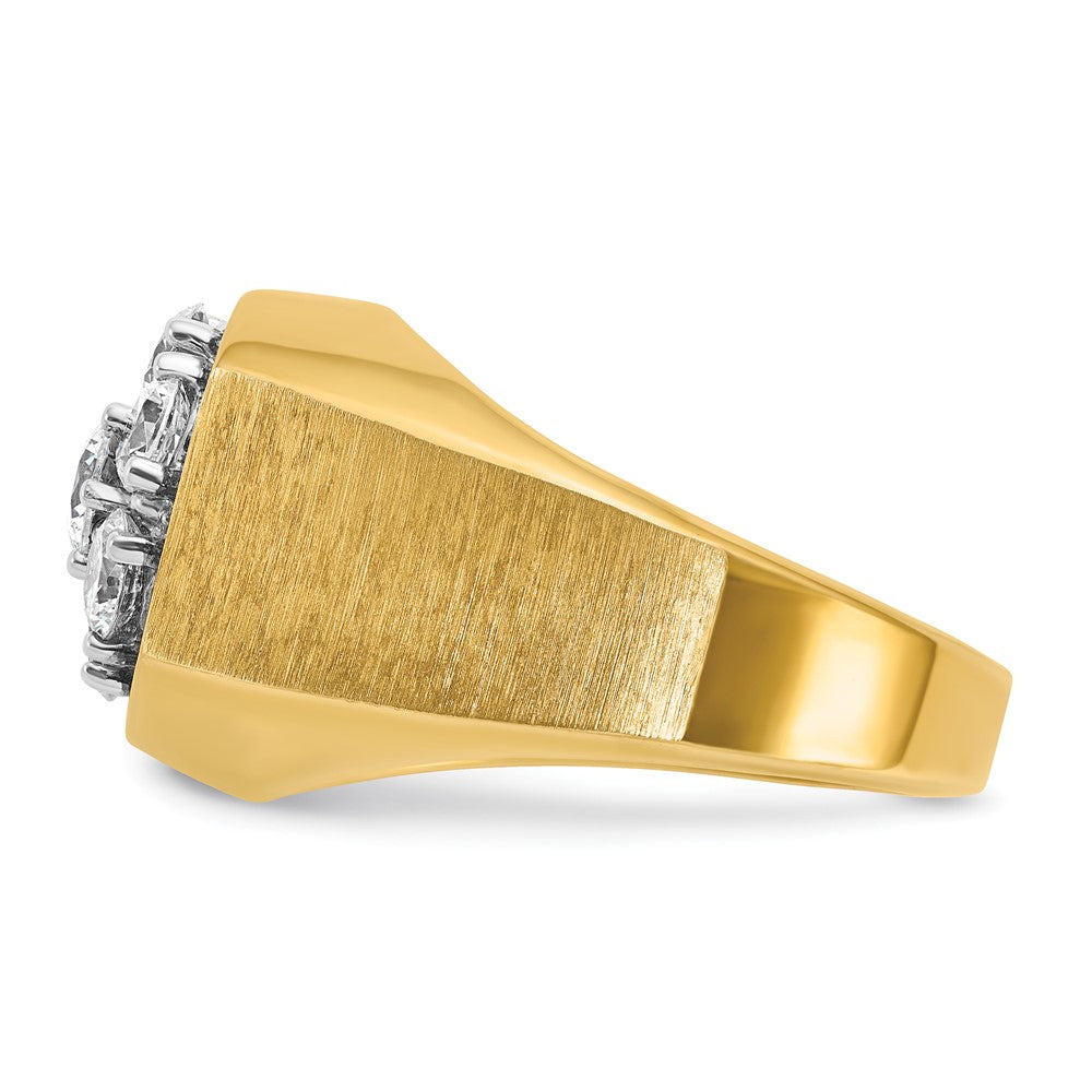 14ktt IBGoodman Men's Polished & Satin Round Diamond Cluster Ring