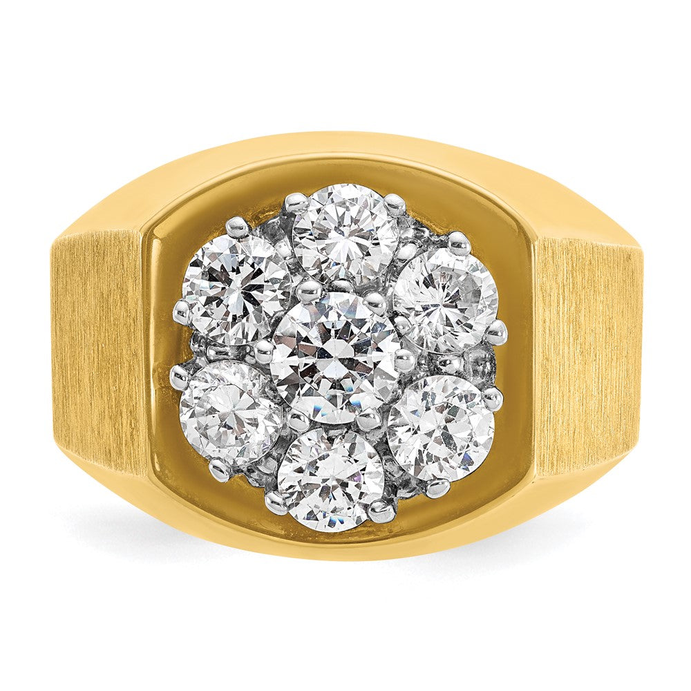 14ktt IBGoodman Men's Polished & Satin Round Diamond Cluster Ring