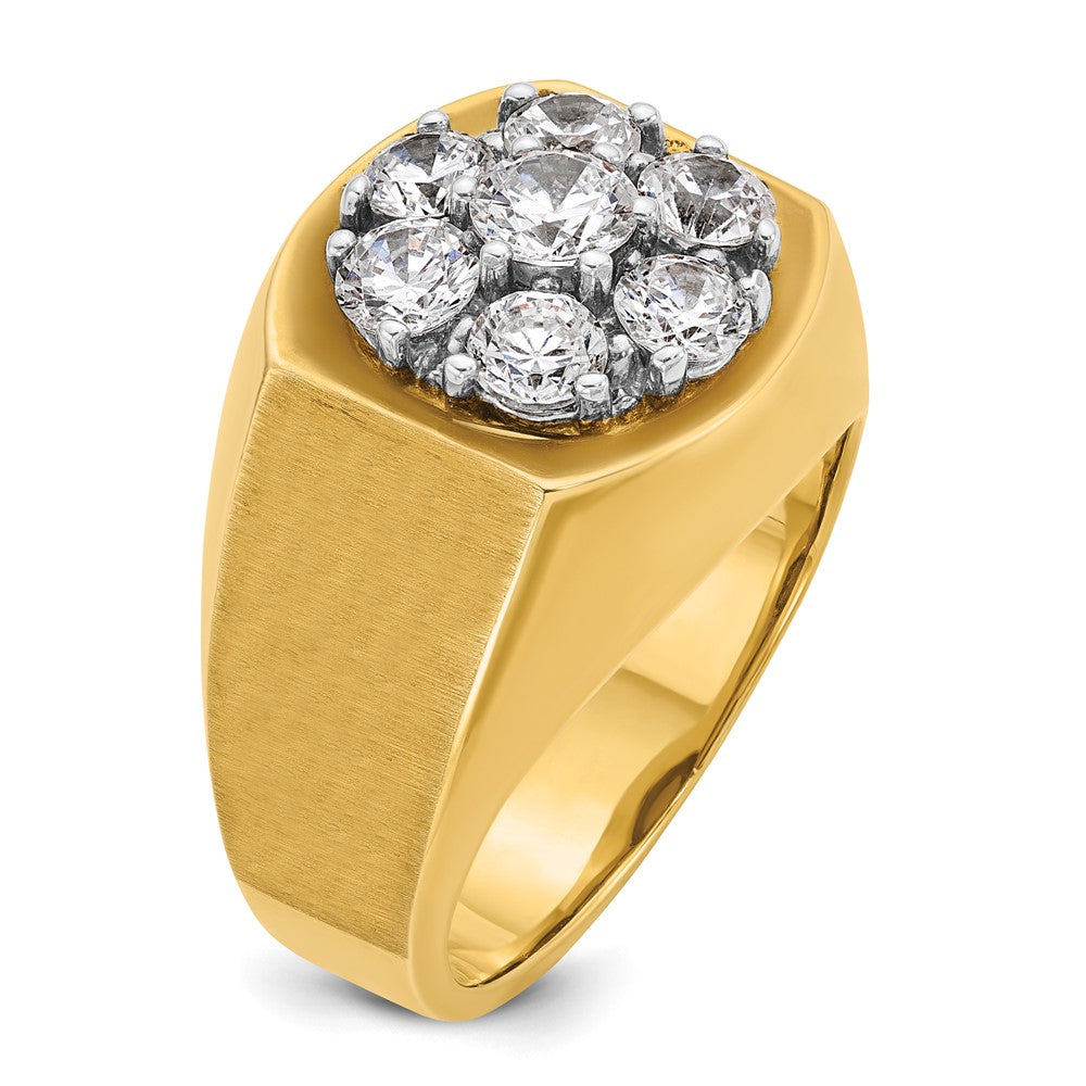 14k Two-tone IBGoodman Men's Polished & Satin Round Cluster Ring Mtg