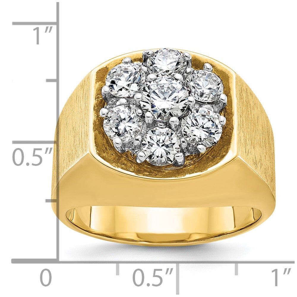 14ktt IBGoodman Men's Polished & Satin Round Diamond Cluster Ring