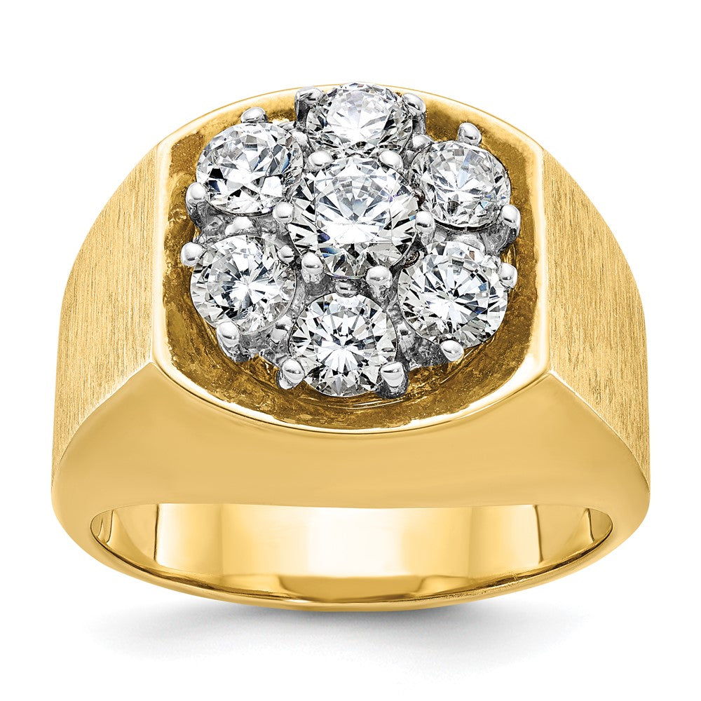 14k Two-tone IBGoodman Men's Polished & Satin Round Cluster Ring Mtg