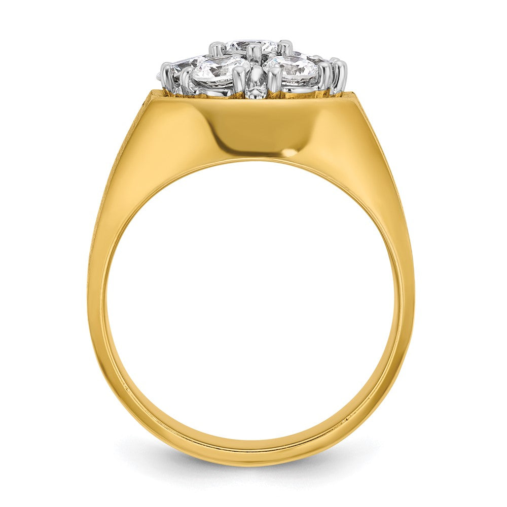 14ktt IBGoodman Men's Polished & Satin Round Diamond Cluster Ring