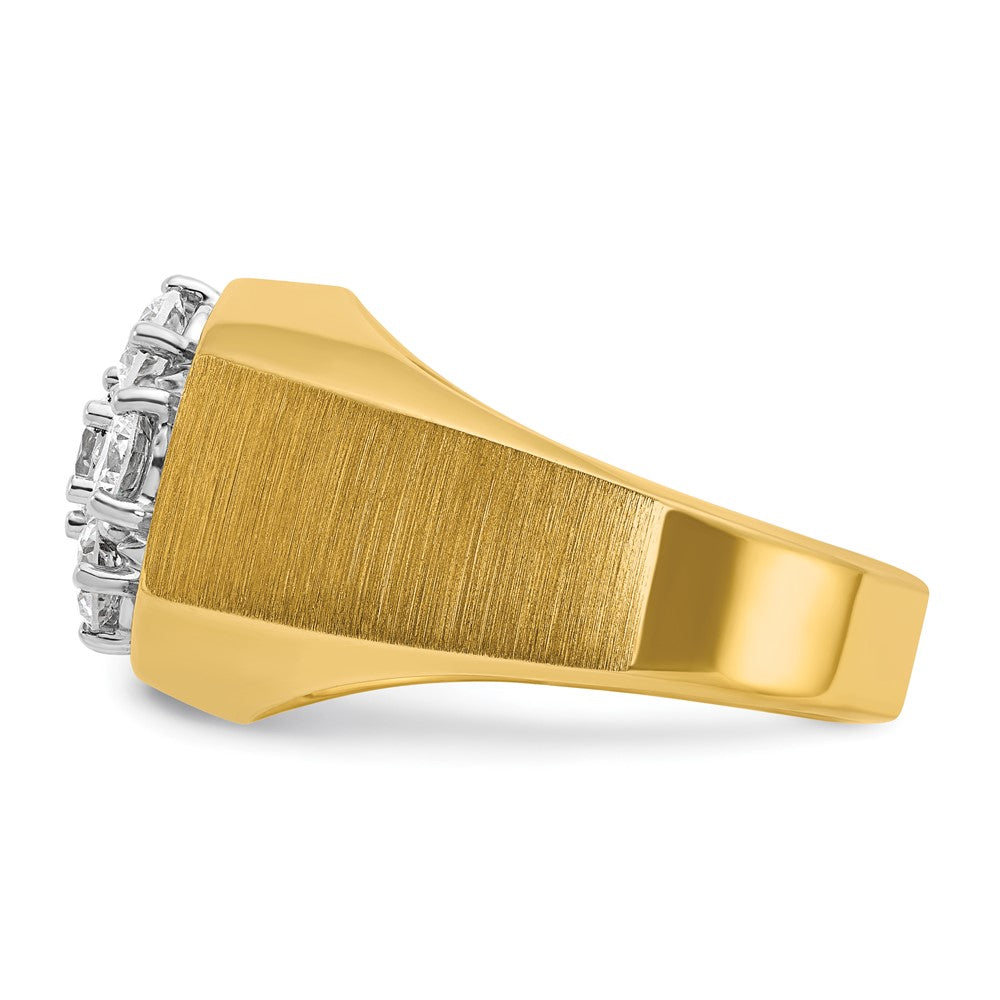14ktt IBGoodman Men's Polished & Satin Round Diamond Cluster Ring