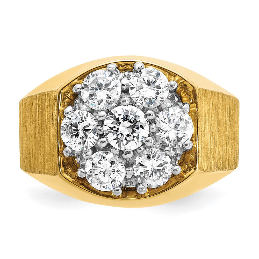 14k Two-tone IBGoodman Men's Polished & Satin Round Cluster Ring Mtg