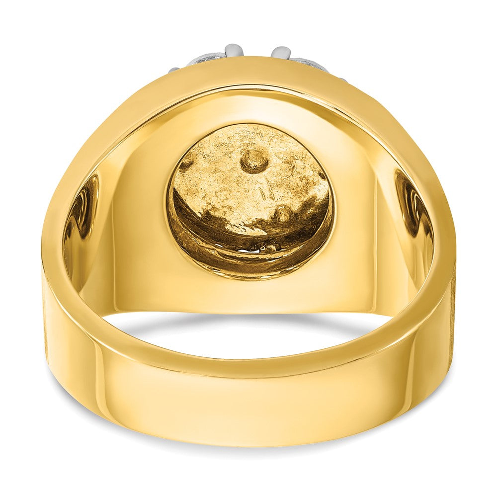 14k Two-tone IBGoodman Men's Polished & Satin Round Cluster Ring Mtg