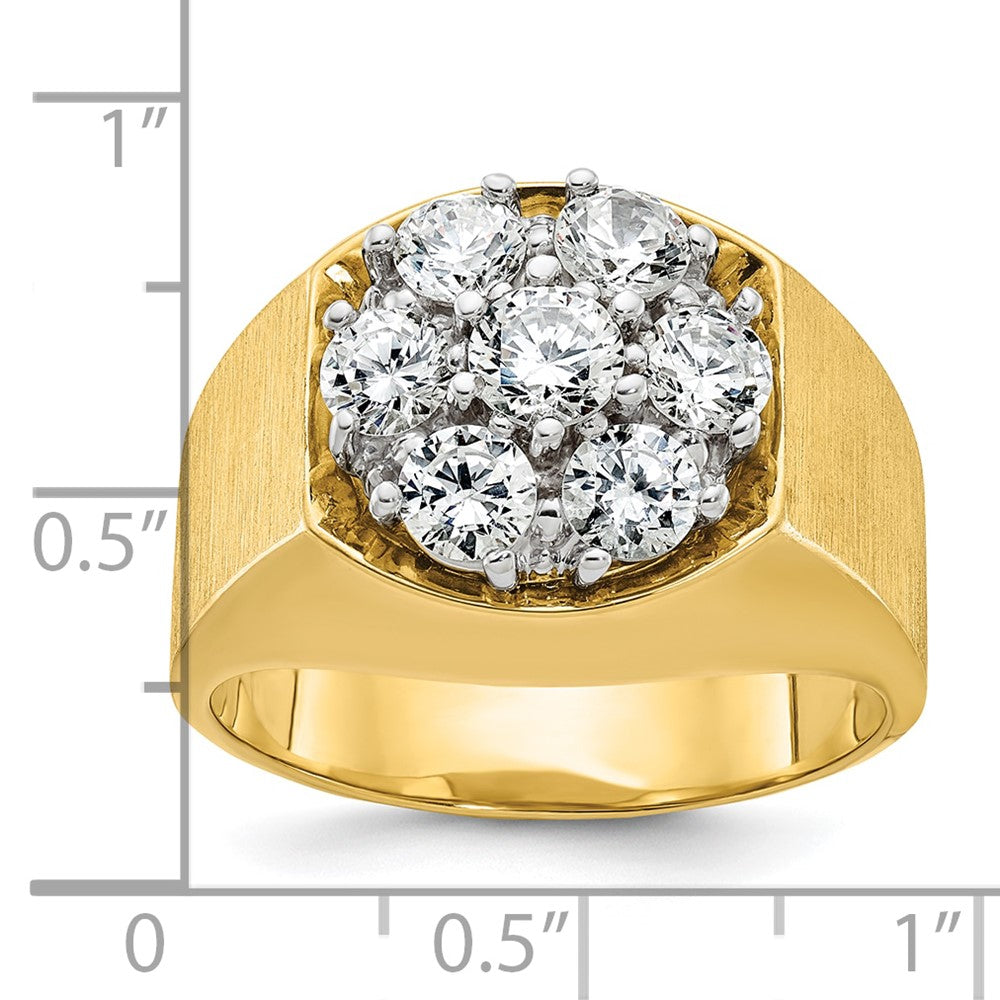 14ktt IBGoodman Men's Polished & Satin Round Diamond Cluster Ring