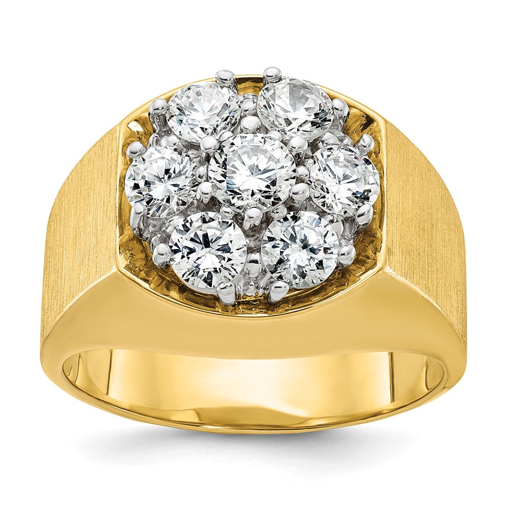14k Two-tone IBGoodman Men's Polished & Satin Round Cluster Ring Mtg