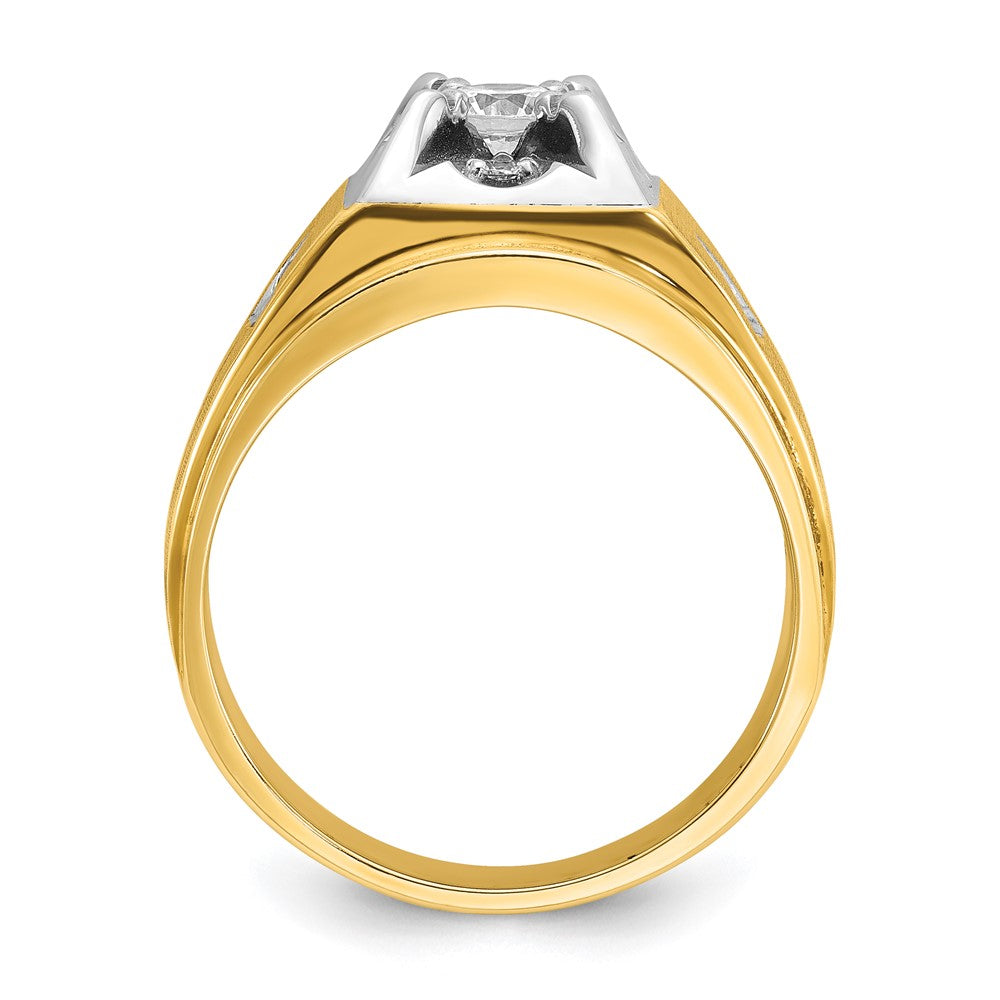 14k Two-tone IBGoodman Men's Polished and Satin Diamond Ring Mounting