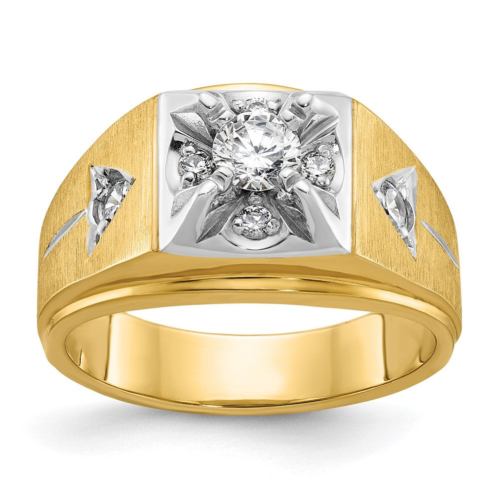 14k Two-tone IBGoodman Men's Polished and Satin Diamond Ring Mounting