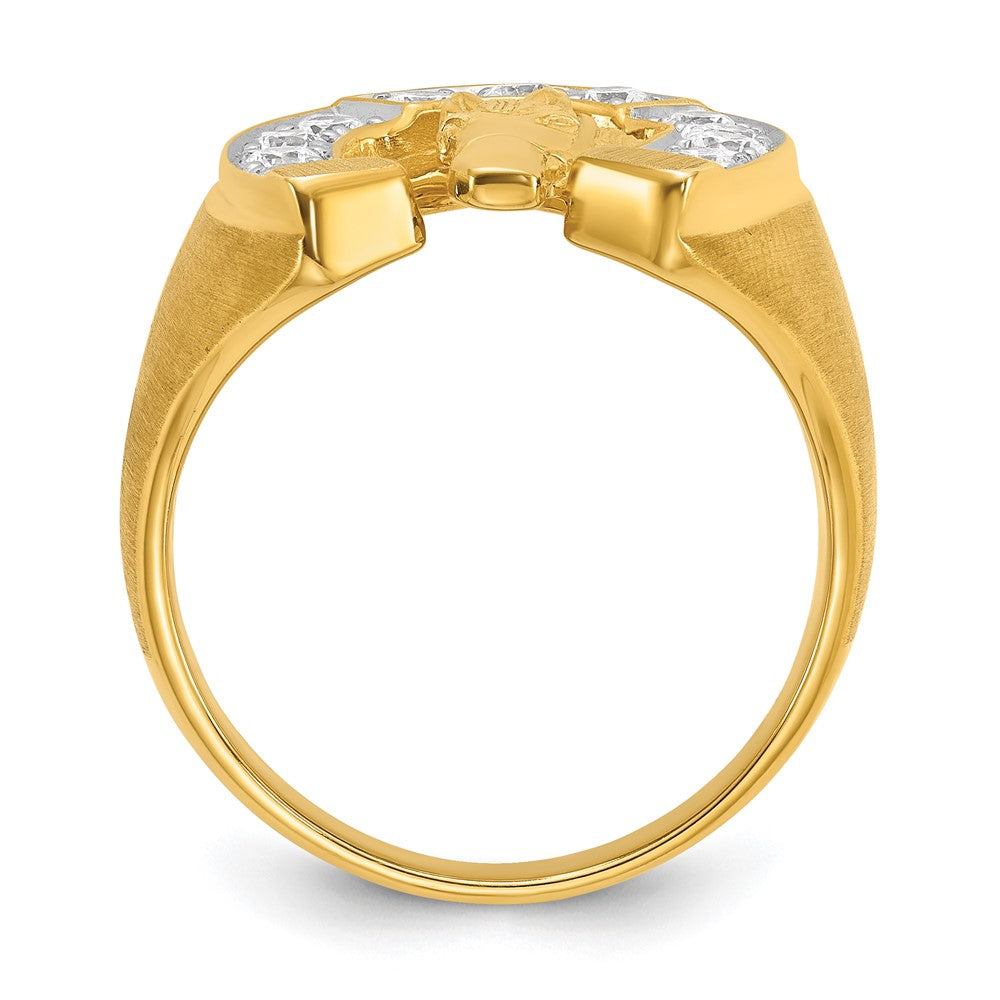 14k YG with Rh IBGoodman Men's Satin Horseshoe Diamond Complete Ring