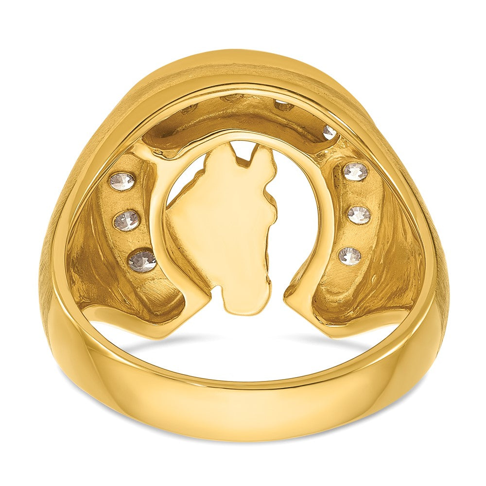 14k YG with Rh IBGoodman Men's Satin Horseshoe Diamond Complete Ring